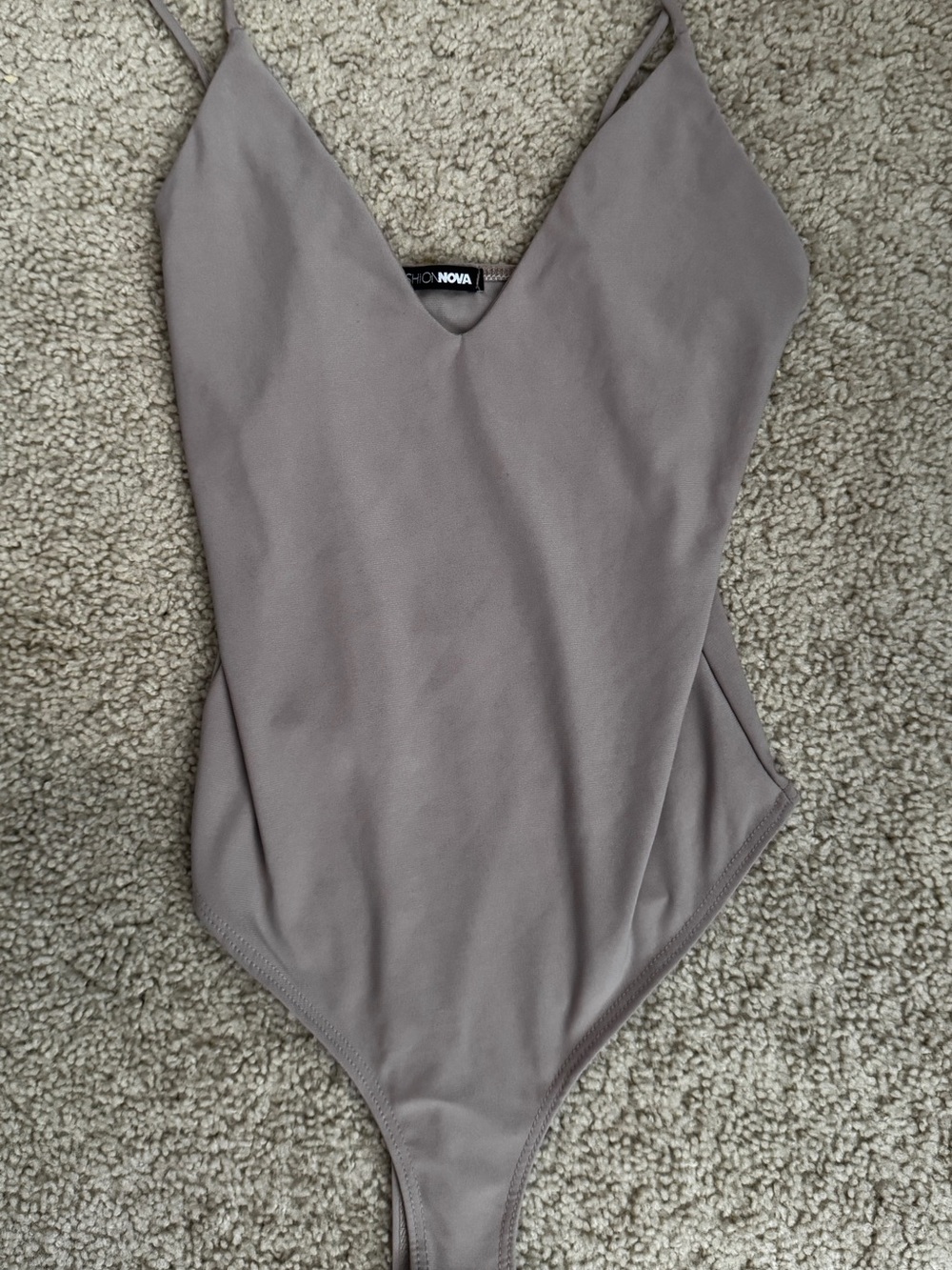 Fashion Nova Beige V-Neck Bodysuit